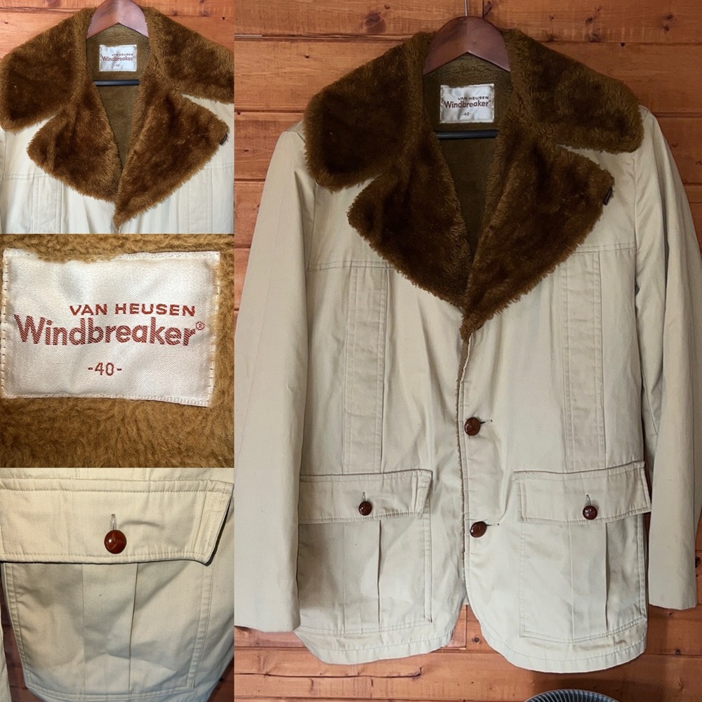Vintage 70s Safari jacket faux fur mens 40 / Large